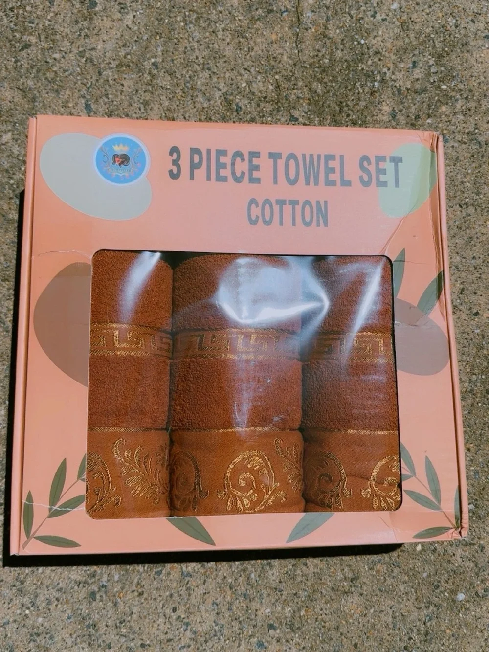 3 Piece Cotton Towel Set - Rust Brown